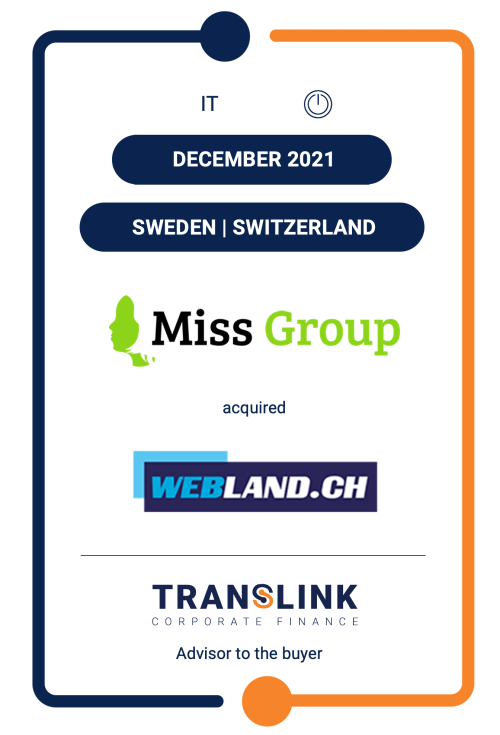 December 2021: Miss Group has acquired Webland.ch