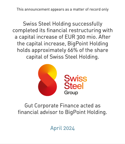 Swiss Steel Holding completed financial restructuring